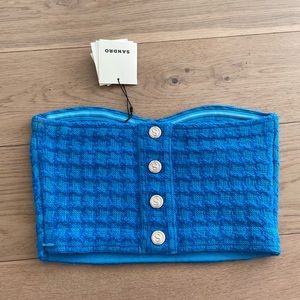 Sandro cropped tweed bustier in size Small NWT